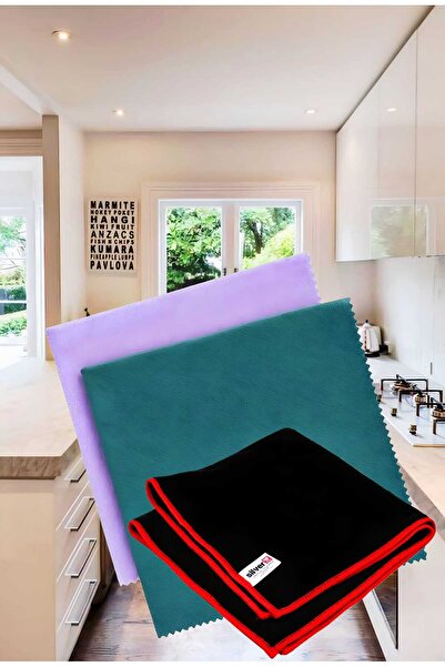 SİLVER HOME مجموعة من 3 قطع من قماش التنظيف المصنوع من الألياف الدقيقة، قطعتان من قماش تنظيف الزجاج وقطعة واحدة من قماش شادو فائق الامتصاص 40 سم