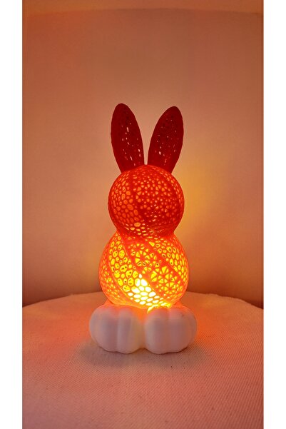 Taz Work Shop 3D Home Aksesuar Dekoratif Işıklı Tavşan Figürü Led Tealight Ge...