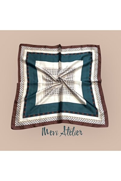 Mevi Atelier وشاح منقوش بخطوط ملونة 70 × 70