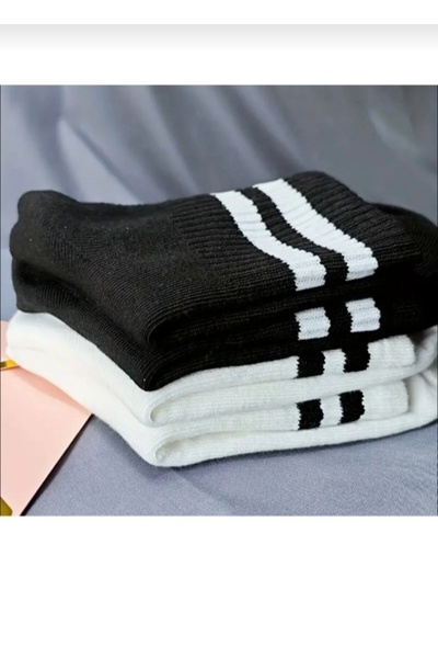 DERMİNA 20 Pairs of College Socks Black and White Cotton