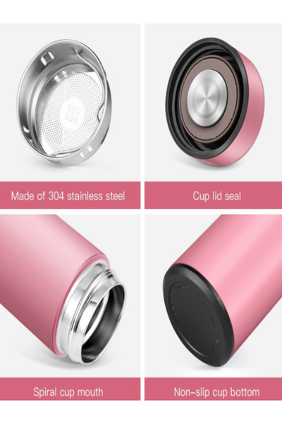OEM 500 ml stainless steel thermos, LED touch display with temperature, thermal insulation – Pink