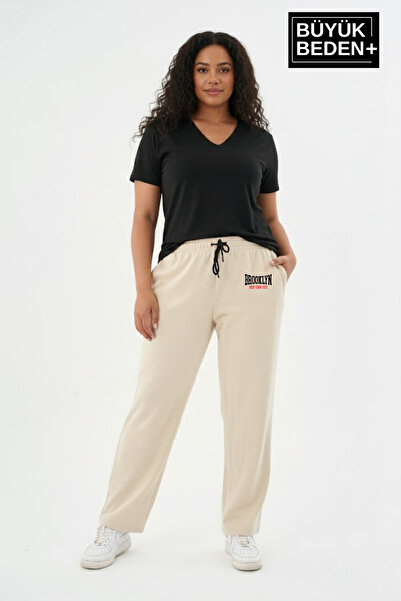 Superlife Women's Plus Size Brooklyn 1970 Printed Elastic Waist Leg Opening Stretch Sweatpants Spr26Eak952-3