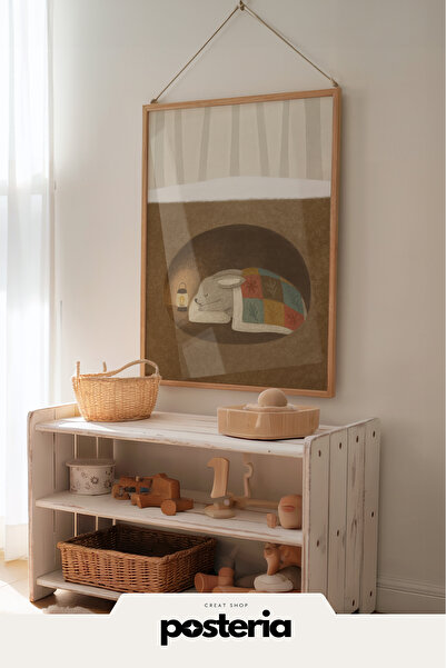 Posteria Tekli İskandinav Çocuk Odası Uyku Dekoru, Çocuk Odası Tablosu, Doğal...