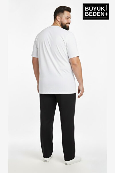 Superlife Men's Plus Size Brooklyn Printed Relaxed Fit Elastic Waistband Leg Hem Patchwork Sweatpants Spr26Ea952-2