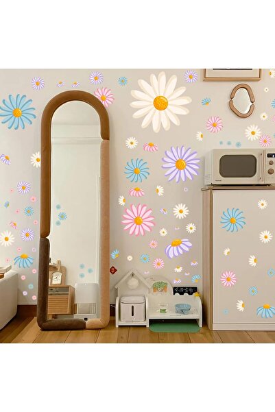 Tazweeq Daisy Flower Wall Decals - Boho Flower Stickers, Removable Nursery De...
