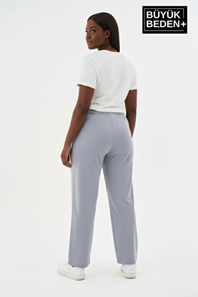 Superlife Women's Plus Size N Logo Printed Relaxed Fit Elastic Waistband Flared Sweatpants Spr26Eak952-4