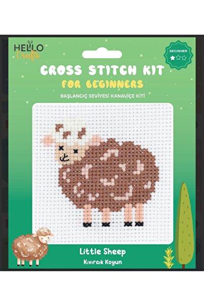 BALIM ÖRGÜ EVİ Brodat cu punctul în cruce pentru copii 15x15 Oaie ondulată Nivel începător