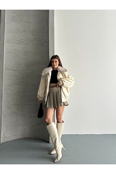 solena sln Жіночий бомбер з капюшоном, обшитим хутром, з нової колекції.