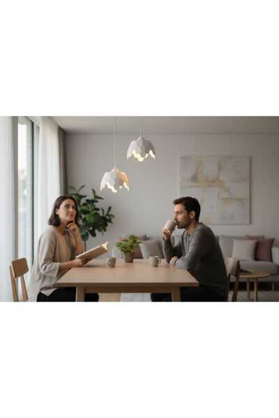 Dropcek eticaret Modern Bal Peteği Geometrik Beton Görünüm 2 Li Sarkıt Avize ...