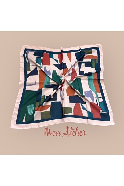 Mevi Atelier وشاح ملون بنمط مختلط 70 × 70