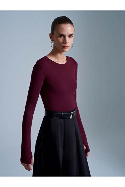 Dilvin 32319 Long Sleeve Blouse Burgundy