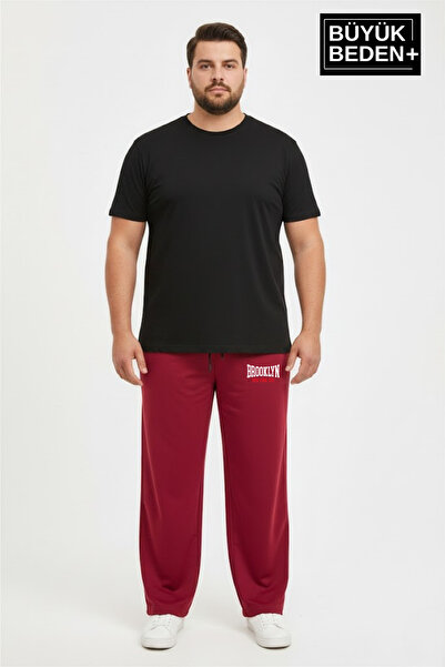 Superlife Men's Plus Size Brooklyn 1970 Printed Elastic Waistband Leg Hem Patchwork Sweatpants Spr26Ea952-3