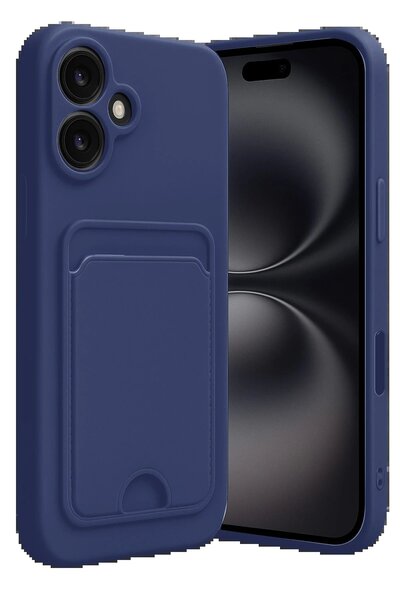 Genel Markalar iPhone 16 Kılıf Kelvin Kartvizitli Silikon - Lacivert-(5796)