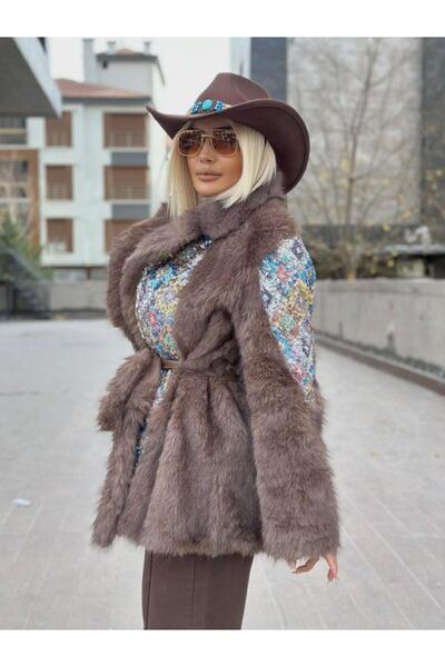 Robin 99903 Sequined Fur Vest Brown