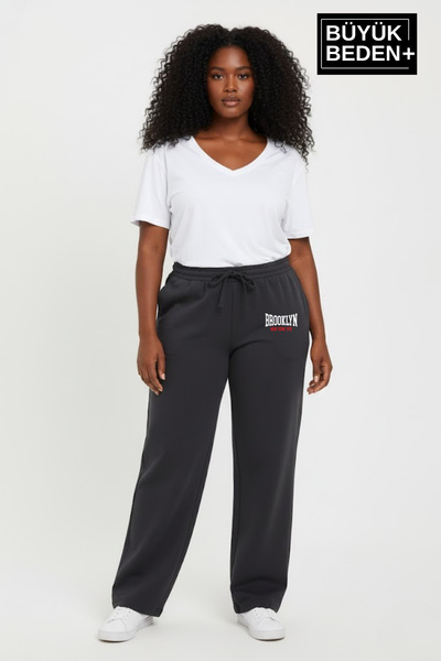 Superlife Women's Plus Size Brooklyn 1970 Printed Elastic Waist Leg Opening Stretch Sweatpants Spr26Eak952-3