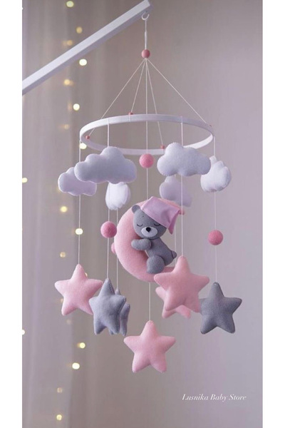 LusnikaStore Beşik Dönencesi ( Müziksiz) Beşik Yanı Süsü Bebek Odası Dekorasy...