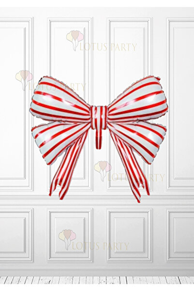 LOTUS PARTY Γιορτή της Πρωτοχρονιάς - Μπαλόνι με κορδέλα από αλουμινόχαρτο για την Πρωτοχρονιά - Μπαλόνι με φιόγκο με θέμα την Πρωτοχρονιά, κόκκινο