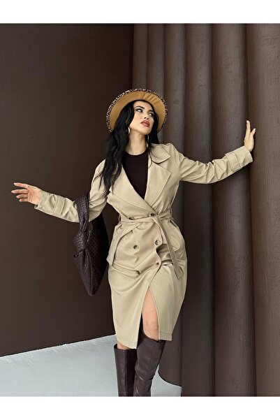 Lirviya Stylish Trench Coat with Belt and Lining Bandit Fabric