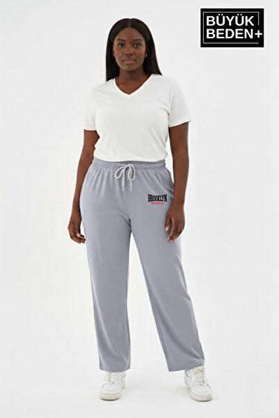 Superlife Women's Plus Size Brooklyn 1970 Printed Elastic Waist Leg Opening Stretch Sweatpants Spr26Eak952-3