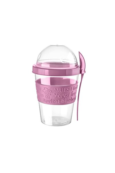 VENON Pink 🌸 Yogurt Muesli Container 600 ml 🌸 Yogurt Container Lunch Box with Lid and Spoon
