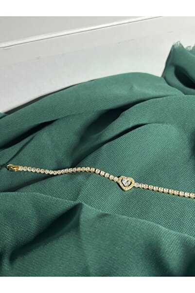 ZEYNEP KARACA Kalpli Zirkon Taşlı Su Yolu Bileklik | Altın Kaplama – Çelik, K...