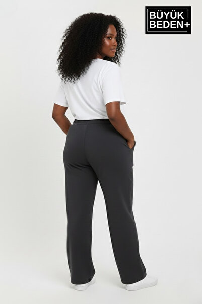 Superlife Women's Plus Size Brooklyn Printed Relaxed Fit Elastic Waistband Flared Sweatpants Spr26Eak952-2