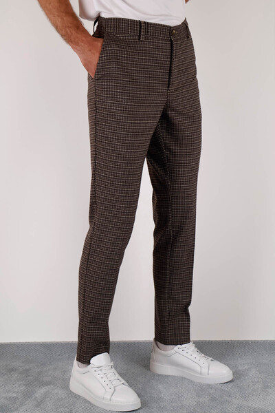 SERKAN SEVİNÇ Slim Fit Erkek Kareli İpli Lastik Bel Jogger Pantolon