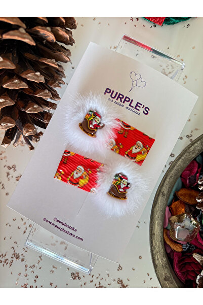 PURPLE'S BİR TUTAM MUTLULUK 2-Piece Fur Pompom and Christmas Ornament Detaile...
