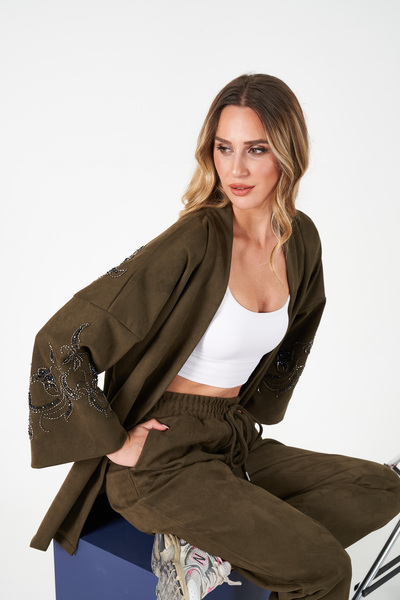 MİA NOURA ΓΥΝΑΙΚΕΙΟ ΚΙΜΟΝΟ ΥΠΕΡΜΕΓΕΘΟΣ ΑΠΟ ΥΦΑΣΜΑ ΣΟΥΒΕΤ ΜΕ ΚΕΝΤΗΜΕΝΟ ΜΑΝΙΚΙΑ ΚΑΙ ΠΛΑΤΗ