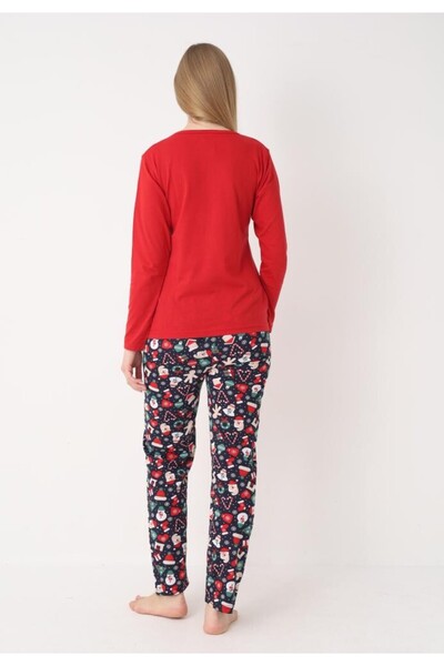 TOSKI Women's Christmas pajamas Red with snowman, long sleeves and long pants