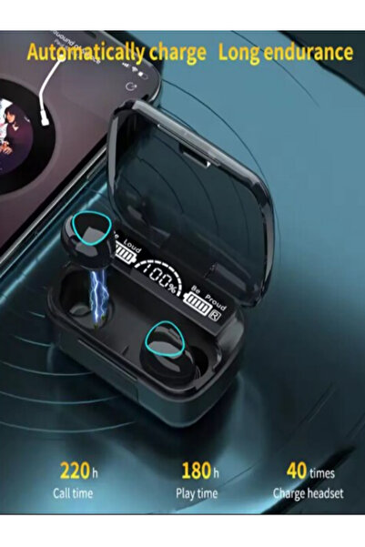 OEM M10 Wireless Headphones, TWS Bluetooth 5.3, Stereo, LED Display, Power Bank 2000mAh, Black