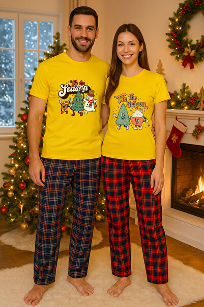 MVRDAR Pijamale cuplu - set Craciun in doi Grinch cu tricou si pantaloni de p...