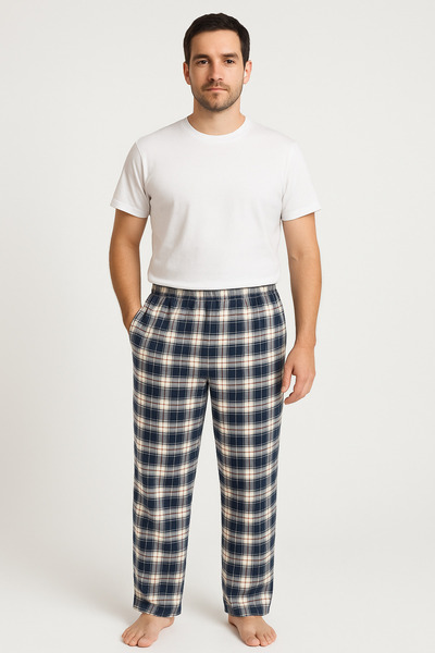 Made By me Pantaloni de pijama pentru bărbați în carouri croială – cu buzunare, moi și confortabili pentru zi cu zi