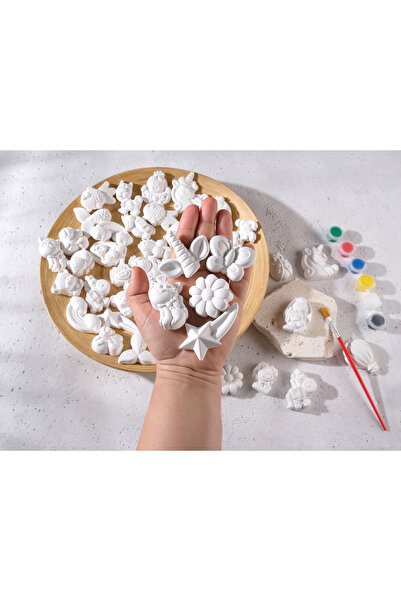 X ATÖLYE 42 adet boyama taşı , önlük hediyeli boyama figürleri