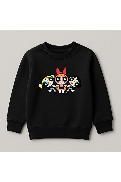 SVART WEAR Swea pentru copii 100% bumbac, cu imprimeu Powerpuff Girls, cu gât...
