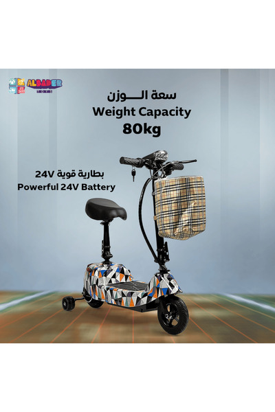 ALBADER Electric Scooter V10 with Seat & Lighted Wheels, Electric Kick Scooter For Kids,24V Battery