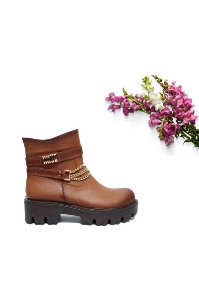 Walked Γυναικείες καθημερινές κλασικές αθλητικές χειμερινές κοντές μπότες με χοντρή σόλα σε καφέ χρώμα με φερμουάρ