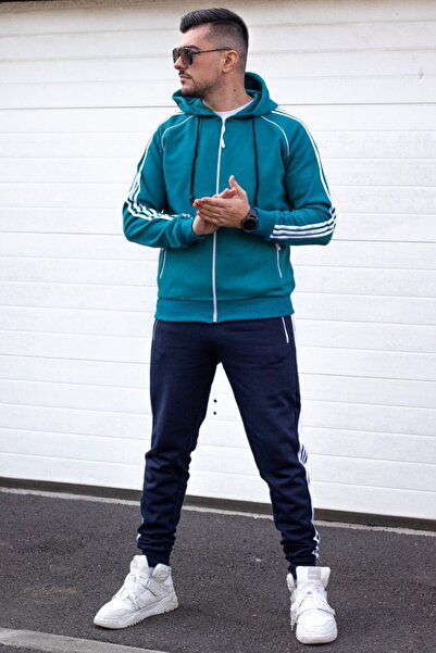 EXCLUSIVE STYLE Men's cotton tracksuit - ExDG Turquoise/Navy