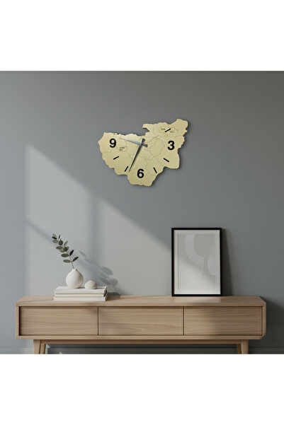 Porsuk Modern Bursa Haritalı Tasarım Ahşap Duvar Saati