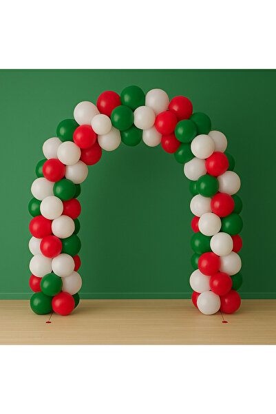 Balonsan Balloon Set 60 Pieces (Red-Dark Green-White)