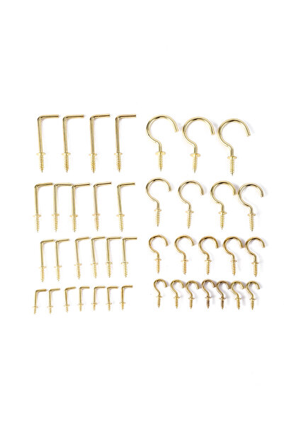Lawazim Hook Screws Kit 47pcs - Durable Multi-Size Hooks for Home & DIY Projects