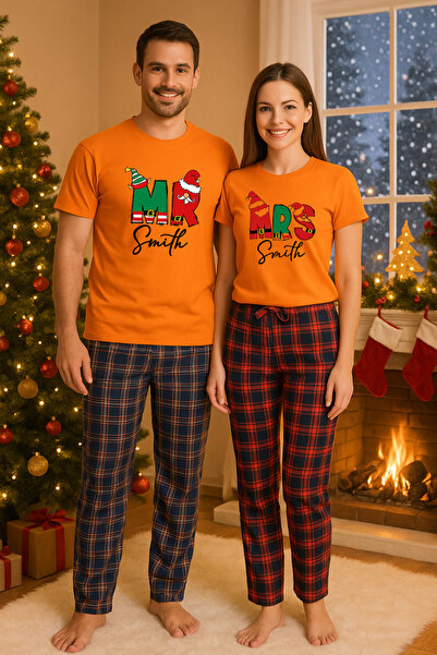 MVRDAR Pijamale cuplu - set Craciun in doi Grinch cu tricou si pantaloni de p...