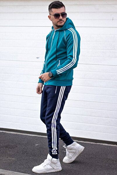 EXCLUSIVE STYLE Men's cotton tracksuit - ExDG Turquoise/Navy