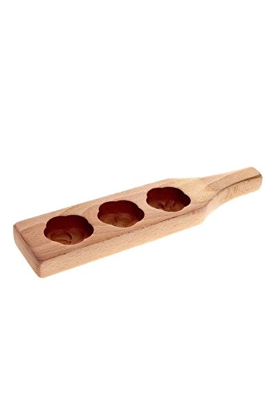 Generic Wooden cookie sheet with three flower shapes, made of wood, a kitchen baking tool.