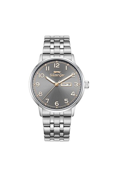 Slazenger ساعة يد رجالية SL.09.2560.2.04 – 43 ملم – سوار فولاذي فضي – تقويم