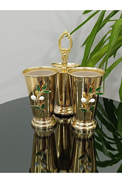 PARILTI HOME COLLECTİON Suport pentru linguri de aur din 3 piese