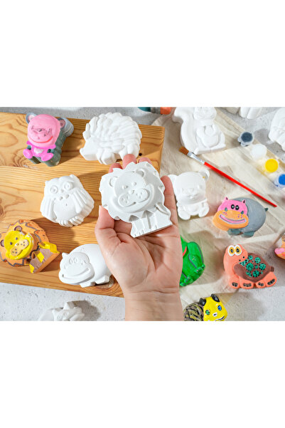 X ATÖLYE 9 adet (XL)Büyük Boy hayvan taş figür , boyama seti , önlük hediyeli...