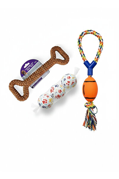 Silvanature Köpek Oyuncak Seti – Dayanıklı Büyük Kemik + Patili Tenis Topu + ...
