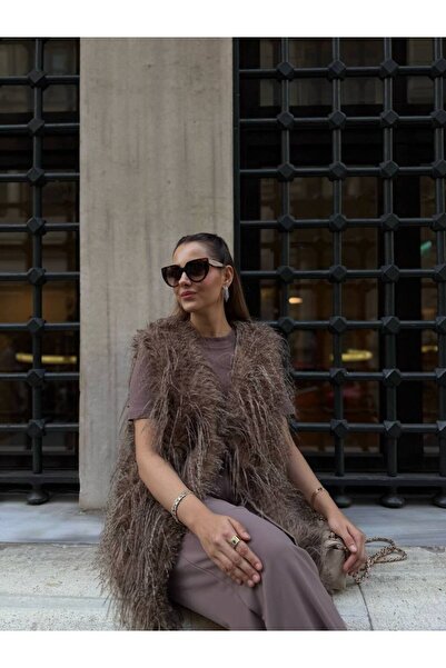 mysimy Soft Textured Snap Closure Furry Vest