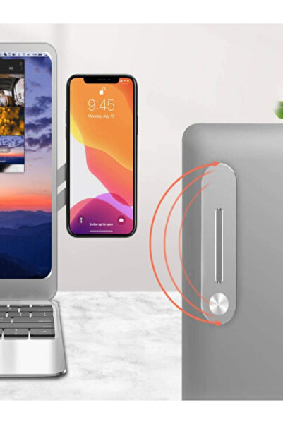 OEM Magnetic Side Laptop Stand, Foldable, Aluminum, Adjustable, Quick Mount, SILVER